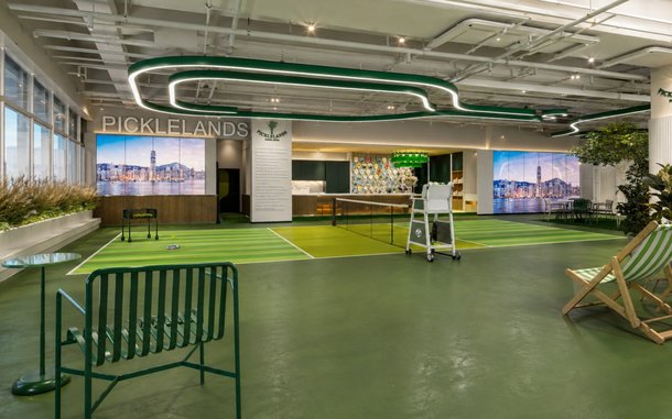 The venue's render of the Standard court by the window wall