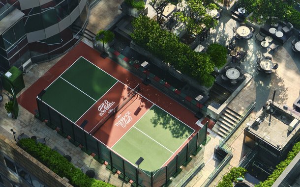 The court and drinks terrace on Cordis' Level L