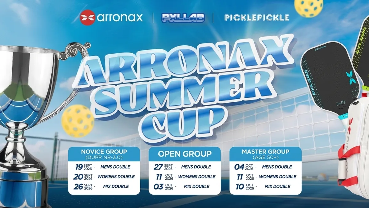 Arronax Summer Cup poster with trophy, paddles and the October fixture list