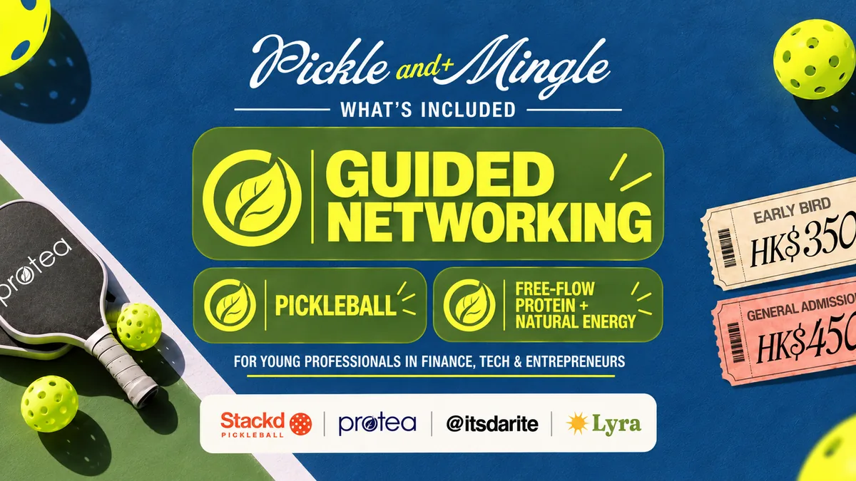 Pickle and Mingle banner showing paddles, balls and ticket prices