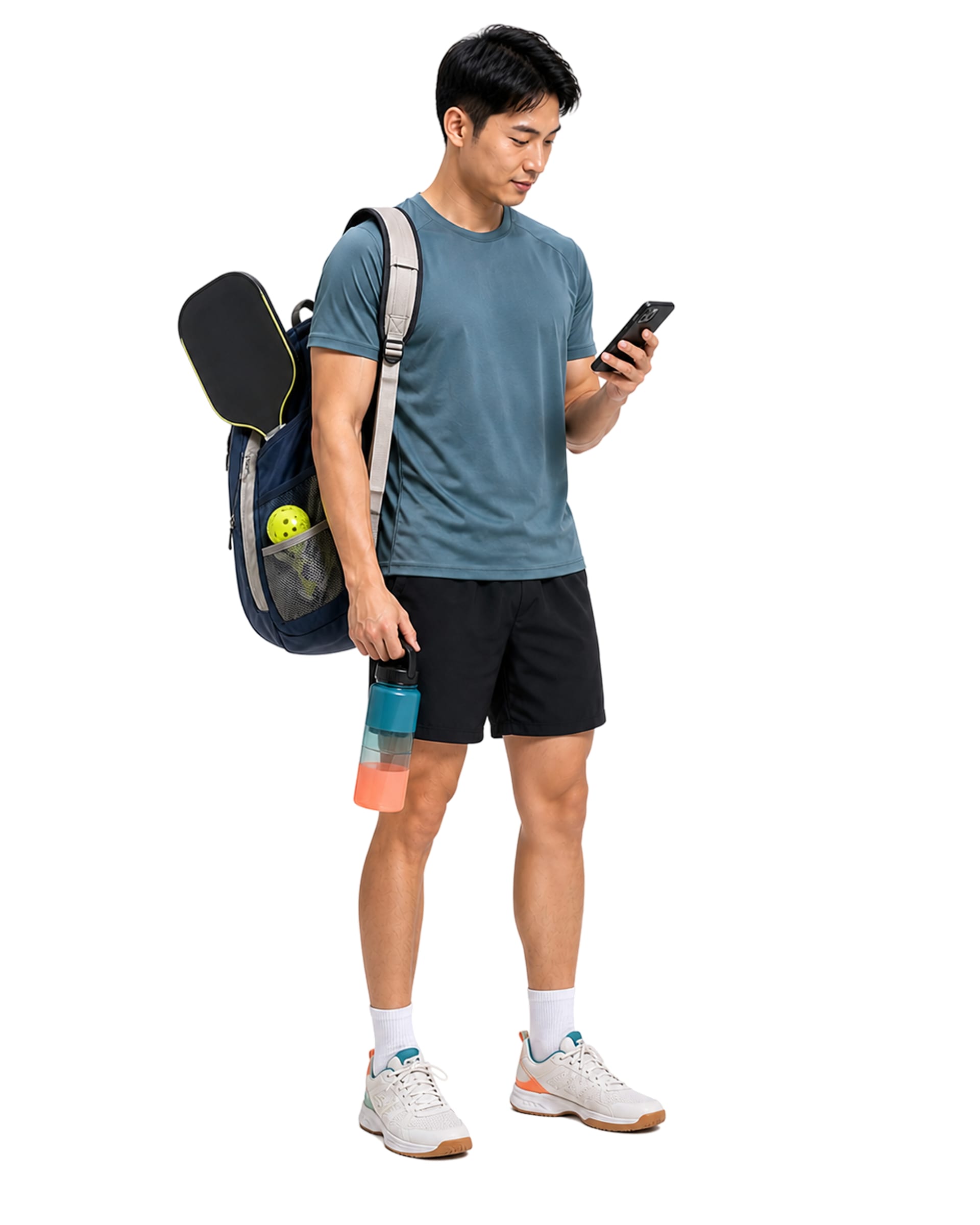 Beginner pickleball player arriving at an indoor Hong Kong court